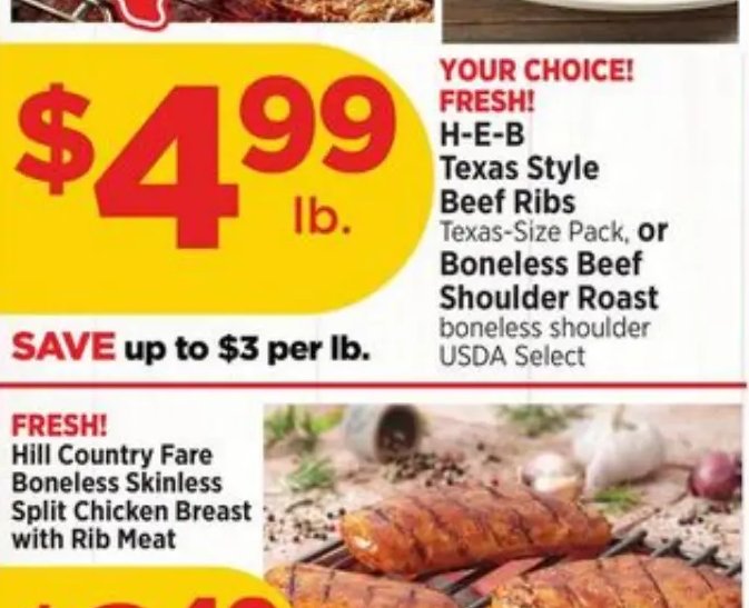 H-E-B Texas Style Beef Ribs / Boneless Beef Shoulder Roast