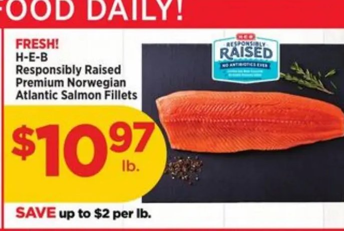 H-E-B Responsibly Raised Premium Norwegian Atlantic Salmon Fillets