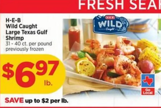 H-E-B Wild Caught Large Texas Gulf Shrimp