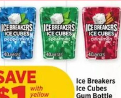 Ice Breakers Ice Cubes Gum Bottle