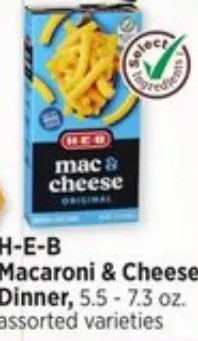 H-E-B Macaroni & Cheese Dinner