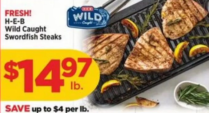 H-E-B Wild Caught Swordfish Steaks