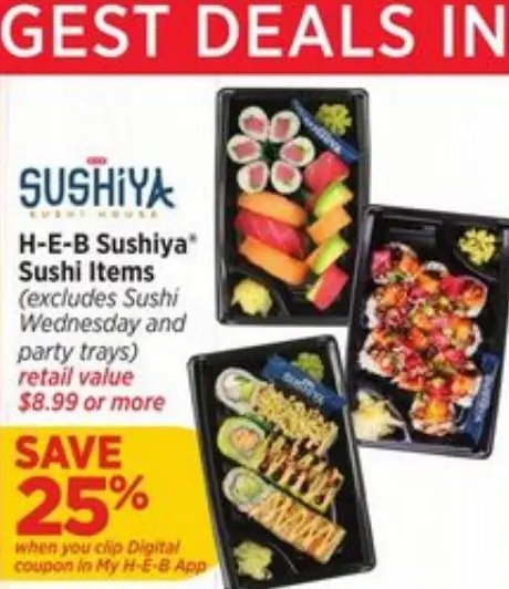 H-E-B Sushiya® Sushi Items