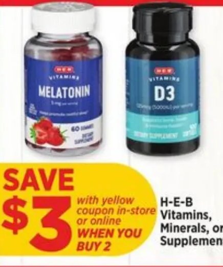 H-E-B Vitamins, Minerals, or Supplements