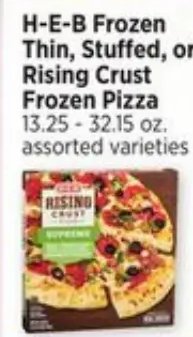H-E-B Frozen Thin, Stuffed, or Rising Crust Frozen Pizza