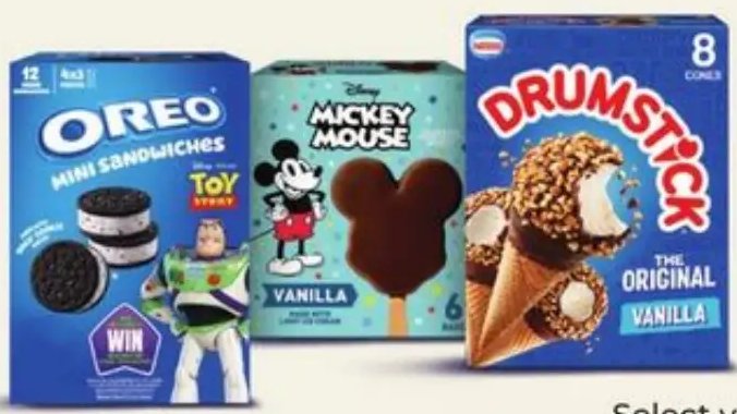 Häagen-Dazs mini, Outshine, Oreo, Drumstick, Kit Kat, Toll House or Skinny Cow novelties