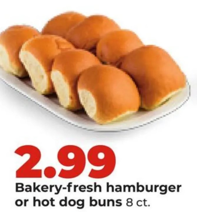 Bakery-fresh hamburger or hot dog buns