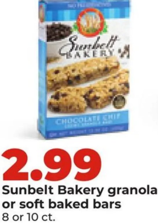 Sunbelt Bakery granola or soft baked bars