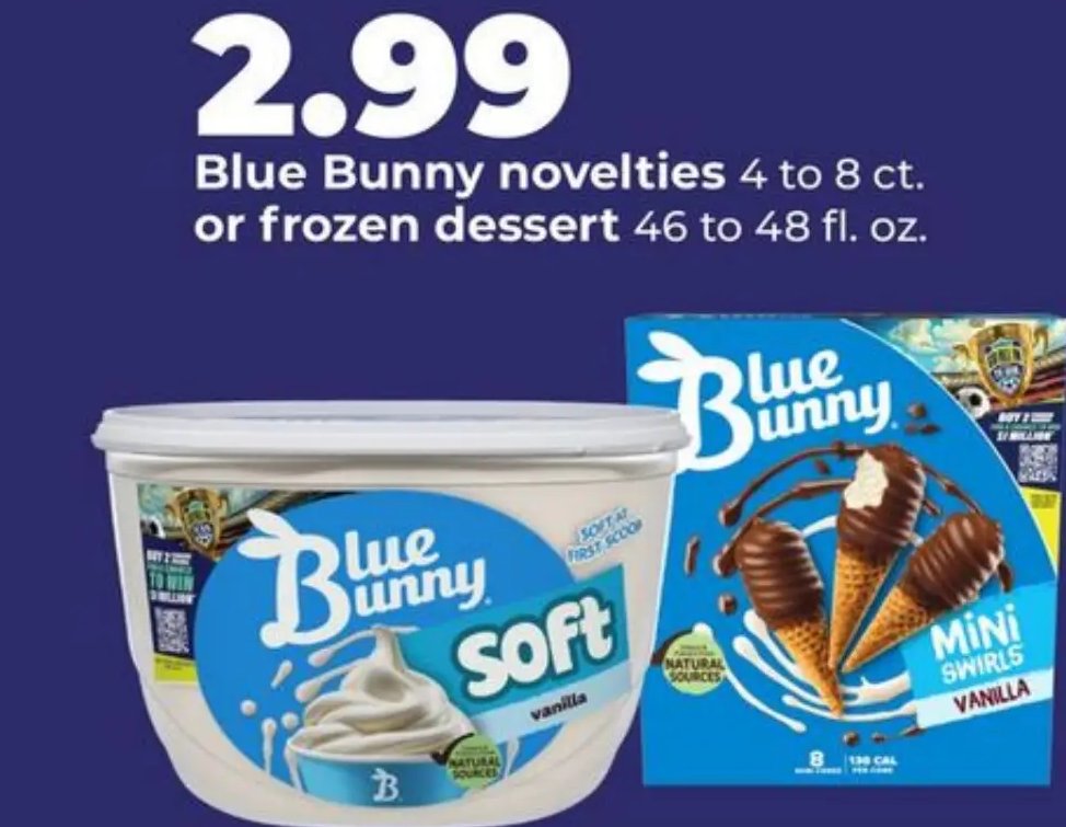 Blue Bunny novelties or frozen dessert