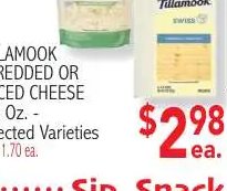 TILLAMOOK SHREDDED OR SLICED CHEESE