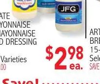 BLUE PLATE REAL MAYONNAISE OR JFG MAYONNAISE OR SALAD DRESSING