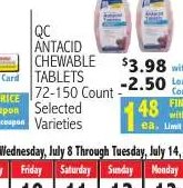 QC ANTACID CHEWABLE TABLETS