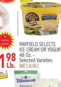 MAYFIELD SELECTS ICE CREAM OR YOGURT