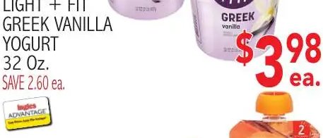 DANNON LIGHT + FIT GREEK VANILLA YOGURT