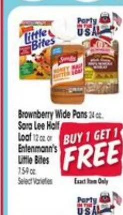 Brownberry Wide Pans Loaf, Sara Lee Half Loaf or Entenmann's Little Bites