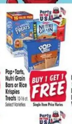 Pop-Tarts, Nutri Grain Bars or Krispies Treats