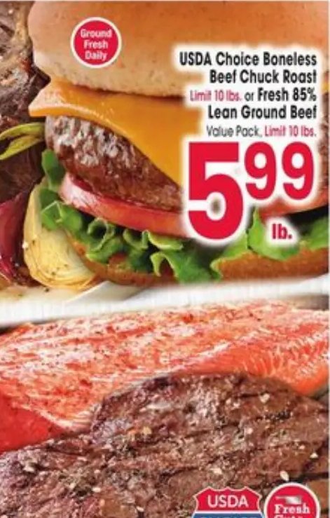 USDA Choice Boneless Beef Chuck Roast or Fresh 85% Lean Ground Beef