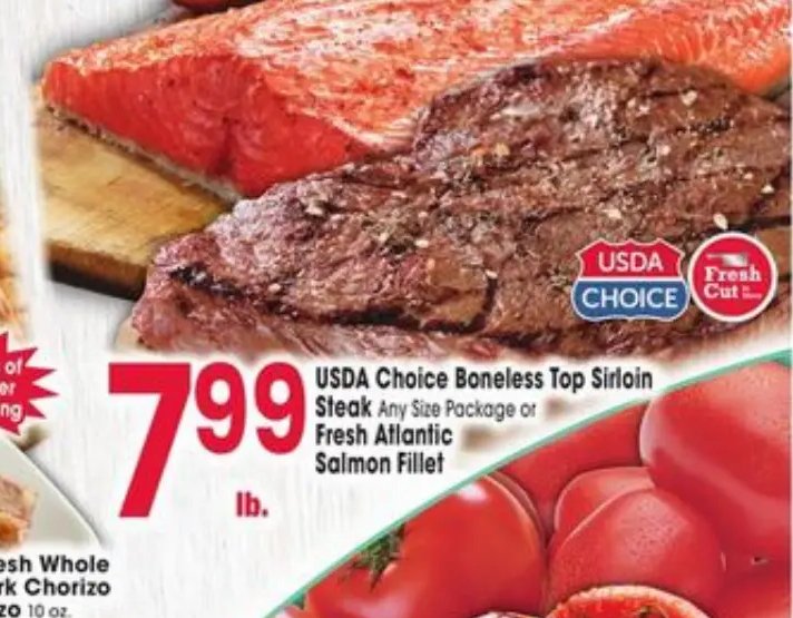 USDA Choice Boneless Top Sirloin Steak or Fresh Atlantic Salmon Fillet