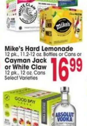 Mike's Hard Lemonade, Cayman Jack or White Claw