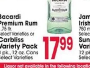Bacardi Premium Rum or Carbliss Variety Pack