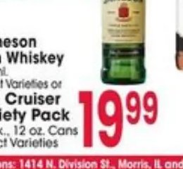 Jameson Irish Whiskey or Sun Cruiser Variety Pack