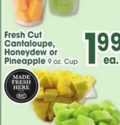 Fresh Cut Cantaloupe, Honeydew or Pineapple