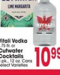 Vitali Vodka or Cutwater Cocktails