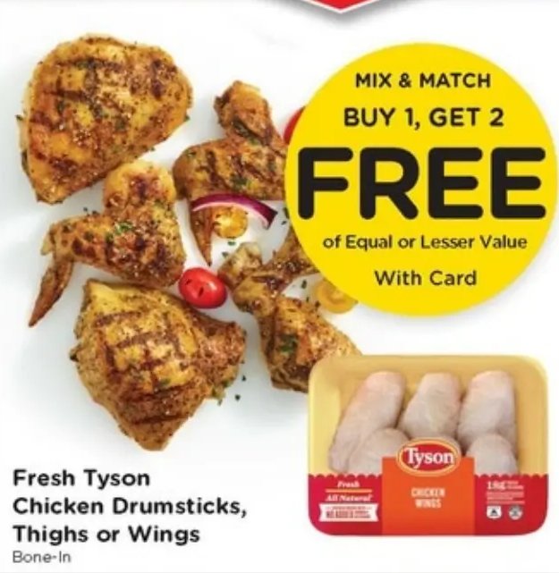 Fresh Tyson Chicken Drumsticks, Thighs or Wings