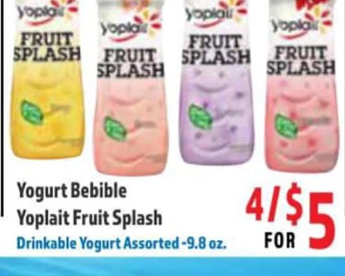 Yogurt Bebible Yoplait Fruit Splash