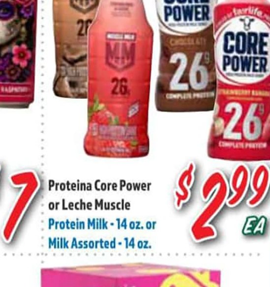 Proteina Core Power or Leche Muscle Milk