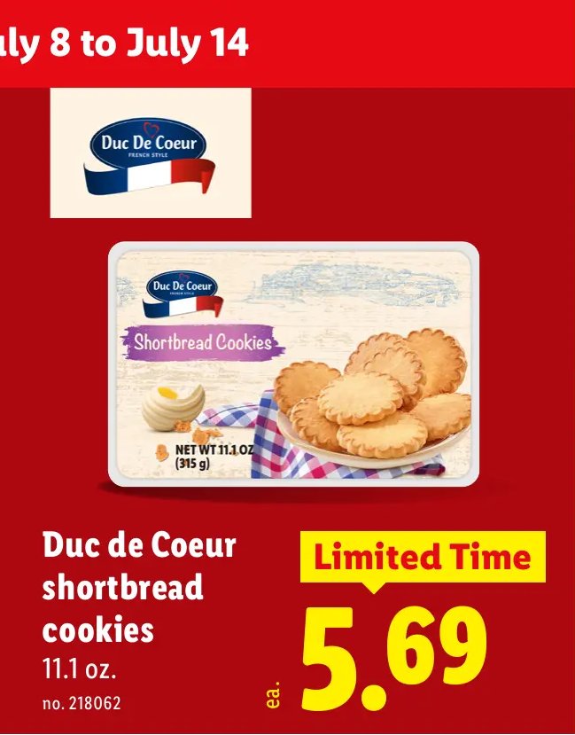 Duc de Coeur shortbread cookies
