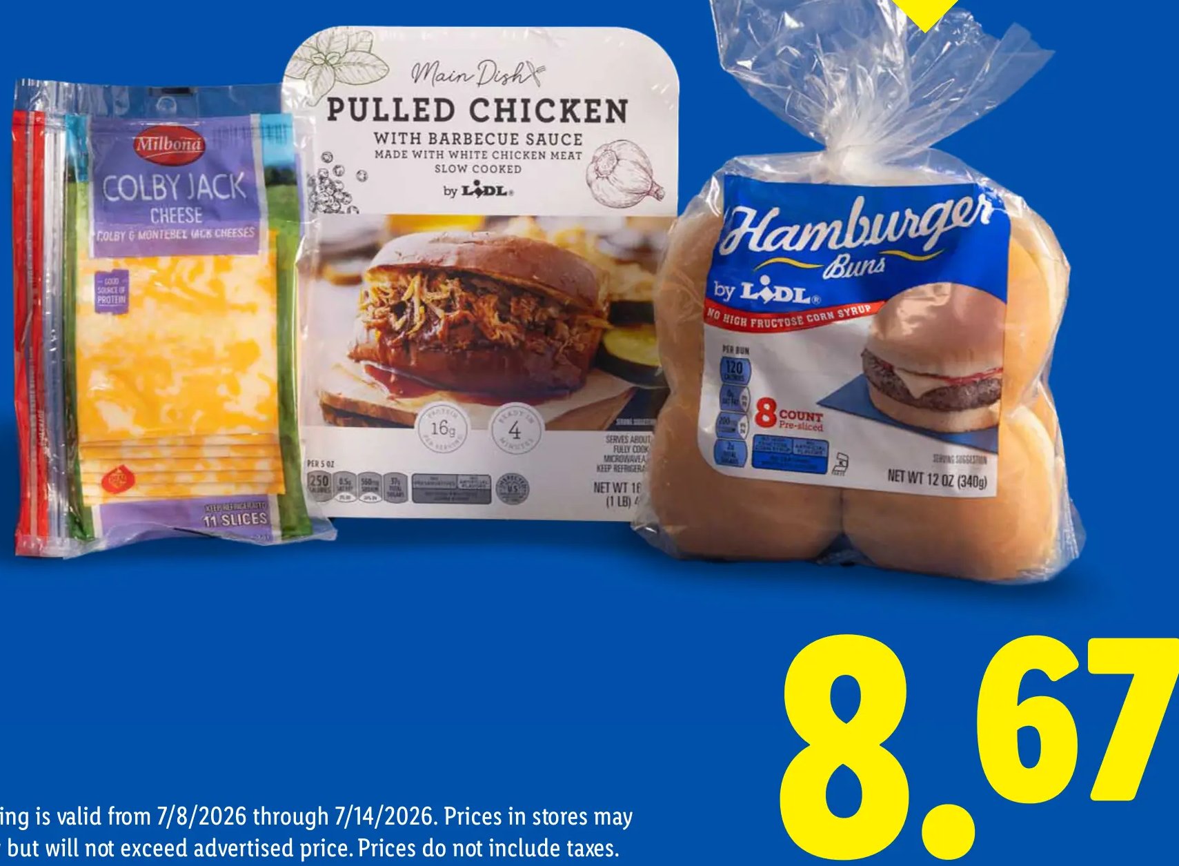 Milbona Colby Jack Cheese, Main Dish Pulled Chicken, Hamburger Buns