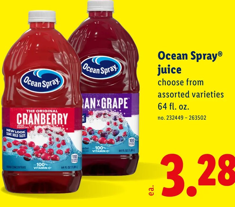 Ocean Spray juice