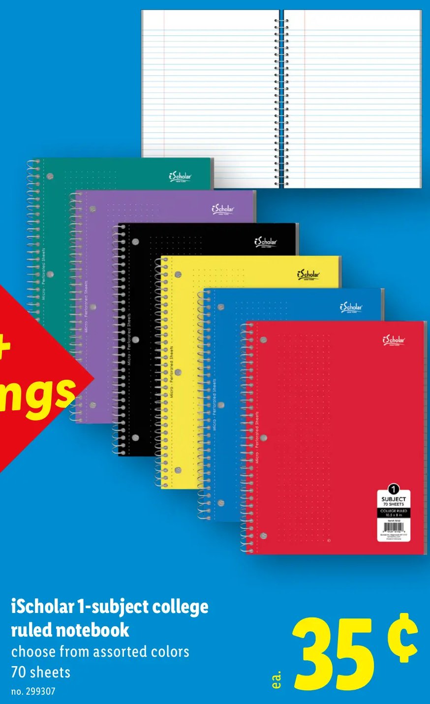 iScholar 1-subject college ruled notebook