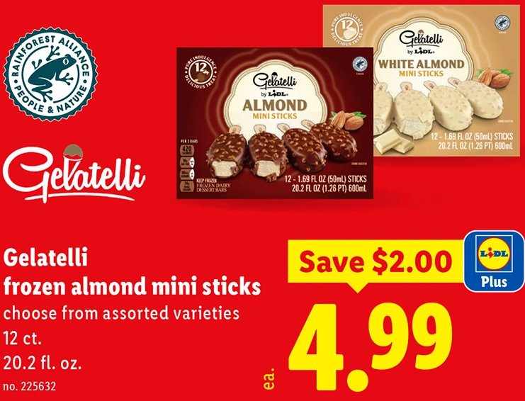 Gelatelli frozen almond mini sticks