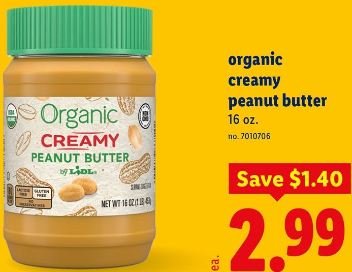 organic creamy peanut butter