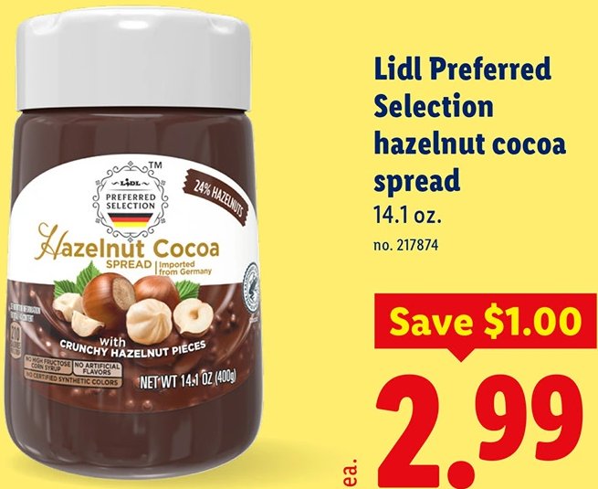 Lidl Preferred Selection hazelnut cocoa spread