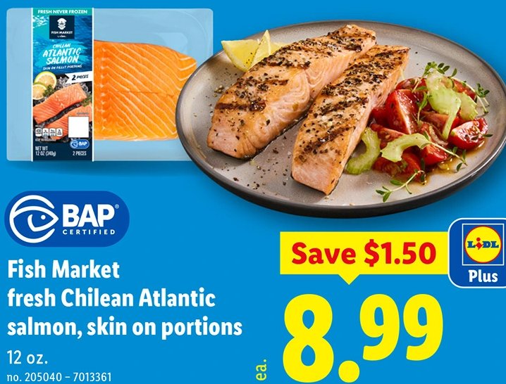 Fish Market fresh Chilean Atlantic salmon, skin on portions