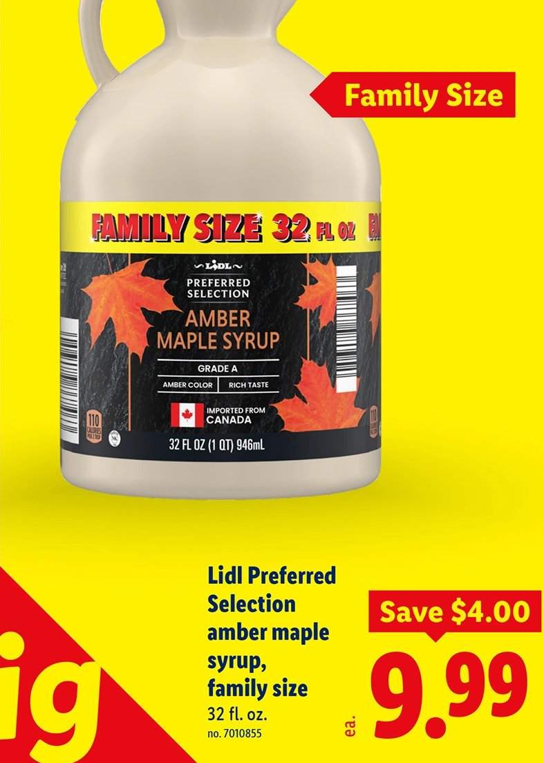 Lidl Preferred Selection amber maple syrup