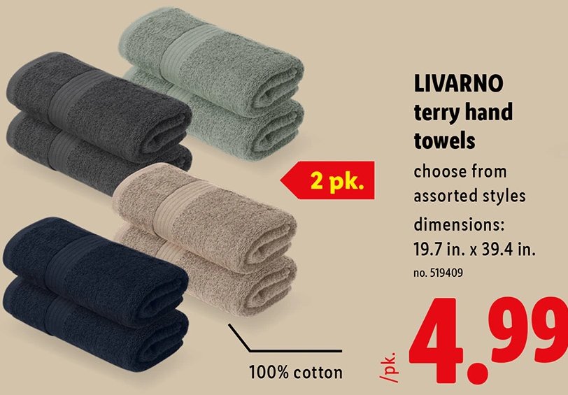 LIVARNO terry hand towels