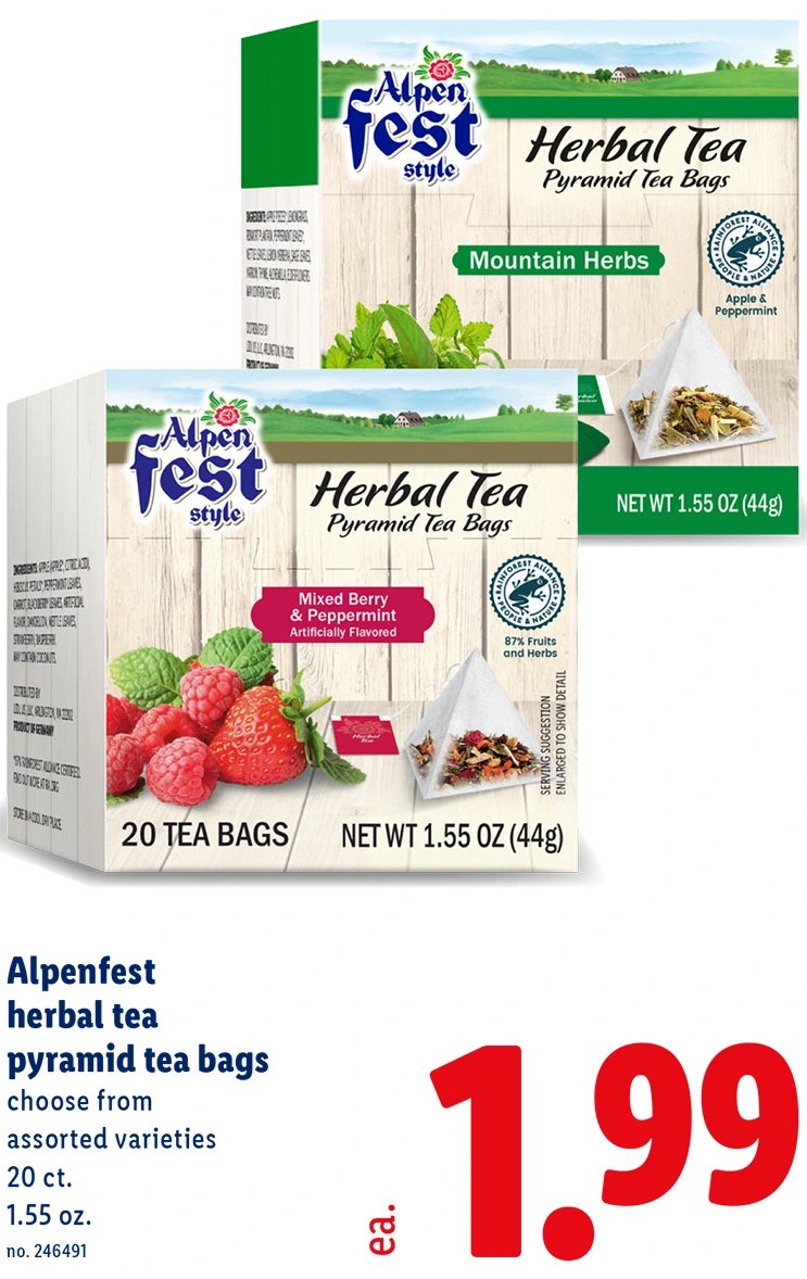 Alpenfest herbal tea pyramid tea bags