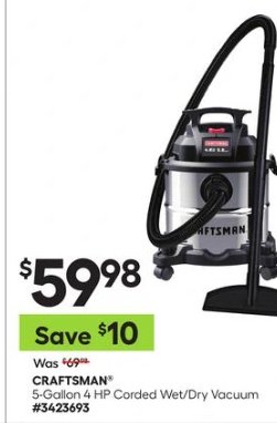 CRAFTSMAN® 5-Gallon 4 HP Corded Wet/Dry Vacuum