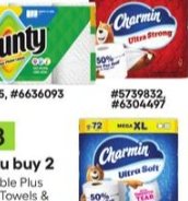 Bounty Double Plus 12-ct Paper Towels & Charmin Mega XL 12-ct Toilet Paper