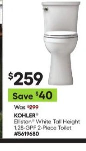 KOHLER Elliston™ White Tall Height 1.28-GPF 2-Piece Toilet