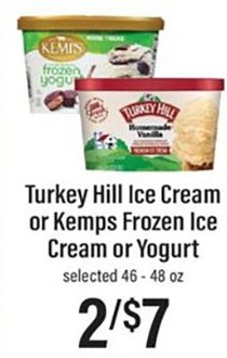 Turkey Hill Ice Cream or Kemps Frozen Ice Cream or Yogurt