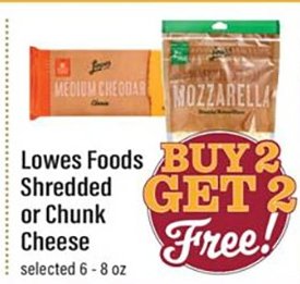 Lowes Foods Shredded or Chunk Cheese