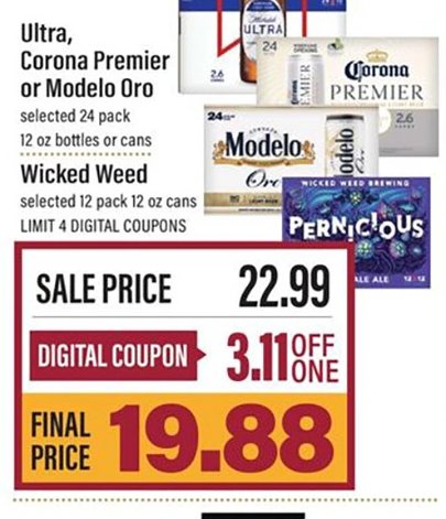 Ultra, Corona Premier or Modelo Oro / Wicked Weed