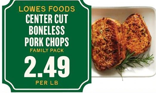 Lowes Foods Center Cut Boneless Pork Chops