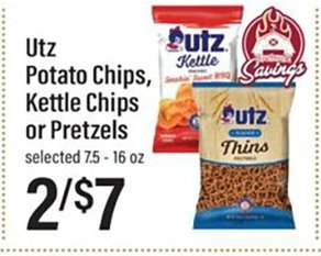 Utz Potato Chips, Kettle Chips or Pretzels