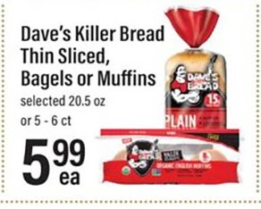 Dave's Killer Bread Thin Sliced, Bagels or Muffins